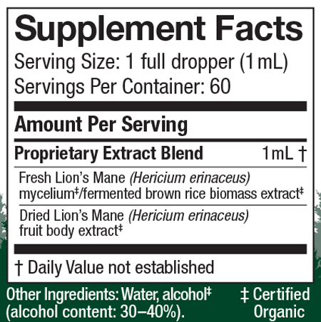 Lion's Mane Extract 2 fl oz Supplement Facts
