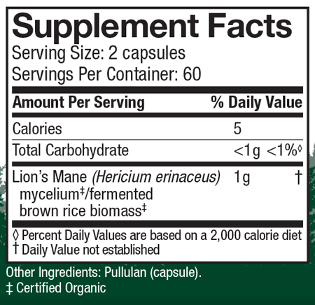 Lion's Mane 120 Capsules Supplement Facts