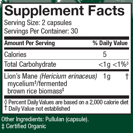 Lion's Mane 60 Capsules Supplement Facts