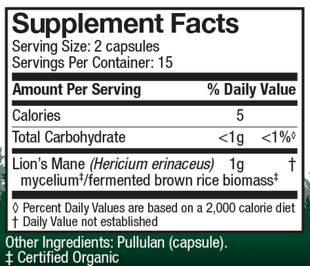 Lion's Mane 30 Capsules Supplement Facts