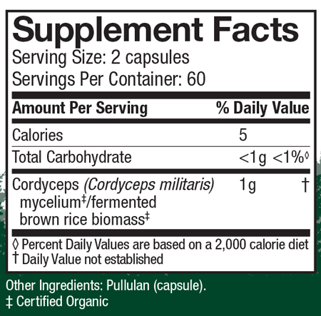 Cordyceps 120 Capsules Supplement Facts