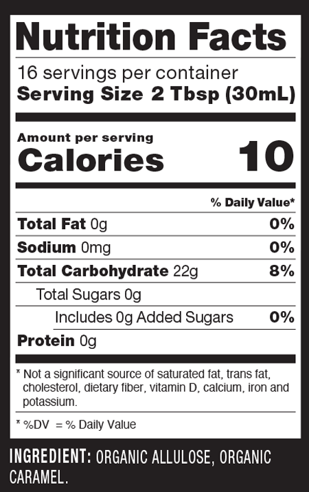 RxSugar® Organic Caramel Syrup 16 fl oz Supplement Facts