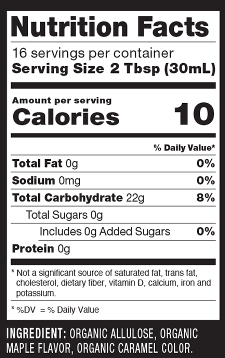 RxSugar® Organic Maple Syrup 16 fl oz Supplement Facts