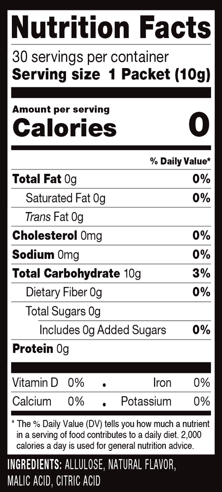 RxSugar® Swealthy Stix 30 Packets Supplement Facts