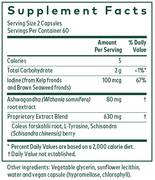 Thyroid Formula 120 Capsules Supplement Facts