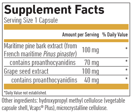 Pycnogenol Superior 100 GOLD 30 Capsules Supplement Facts