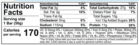 NuGo Vanilla Yogurt Protein 15 Bars Supplement Facts