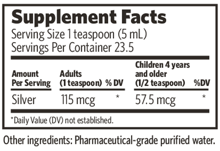 Pro Bio-Active Silver Hydrosol 23 ppm Screw Top 4 fl oz Supplement Facts