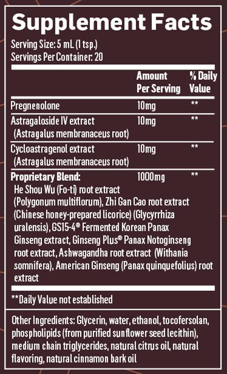 Longevity Elite 3.38 fl oz Supplement Facts