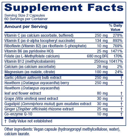 CardioBlend 120 Capsules Supplement Facts