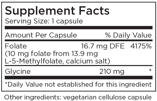 L-Methylfolate 10 mg 90 Capsules Supplement Facts