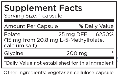 L-Methylfolate 15 mg 60 Capsules Supplement Facts