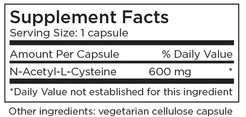 NAC 60 Capsules Supplement Facts