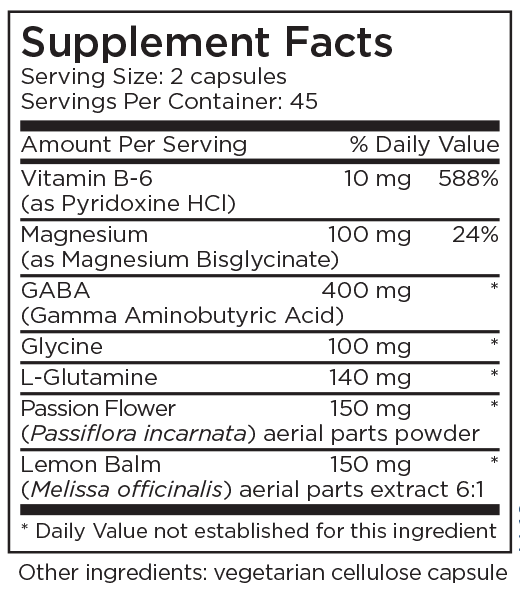 Stress Maintenance 90 Capsules Supplement Facts