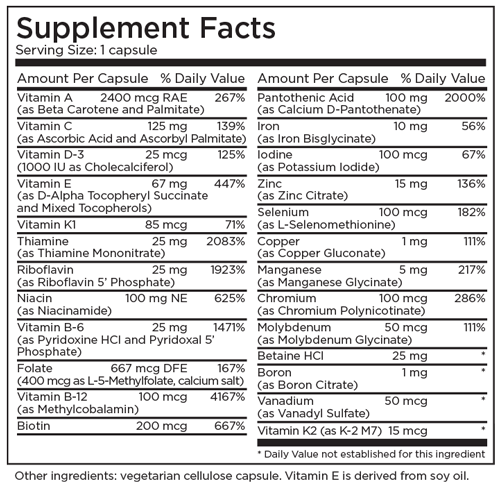 The Big One® with Iron 90 Capsules Supplement Facts
