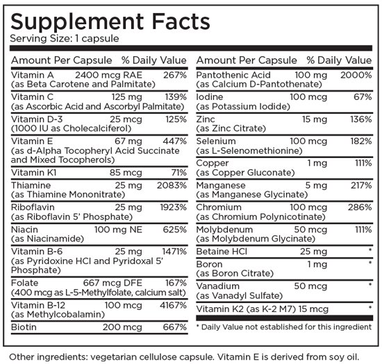 The Big One® without Iron 90 Capsules Supplement Facts