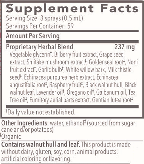 Biocidin® Throat Spray 1 fl oz Supplement Facts