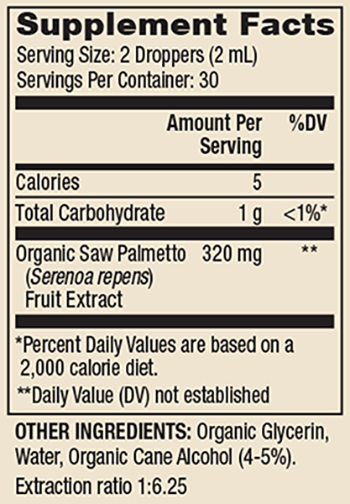 Organic Saw Palmetto 2 fl oz Supplement Facts