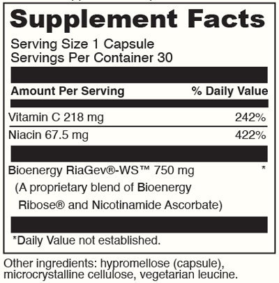 NAD+ ACTIVATE 30 Capsules Supplement Facts