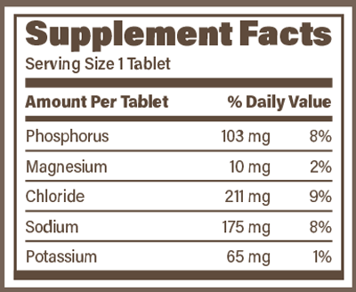 Electrolyte SR 60 Tablets Supplement Facts
