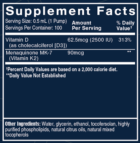 Nanoemulsified D3K2 1.7 fl oz Supplement Facts