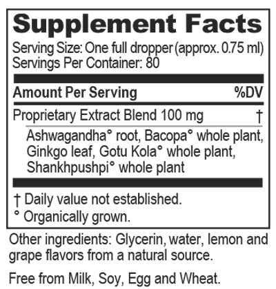 Bacopa Plus Kids Drops 2 fl oz Supplement Facts