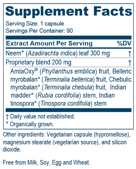 Neem Plus 90 Capsules Supplement Facts