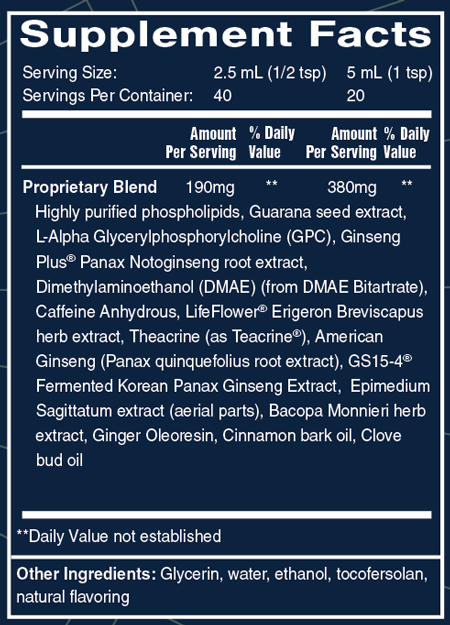 NanoFuel 3.38 fl oz Supplement Facts