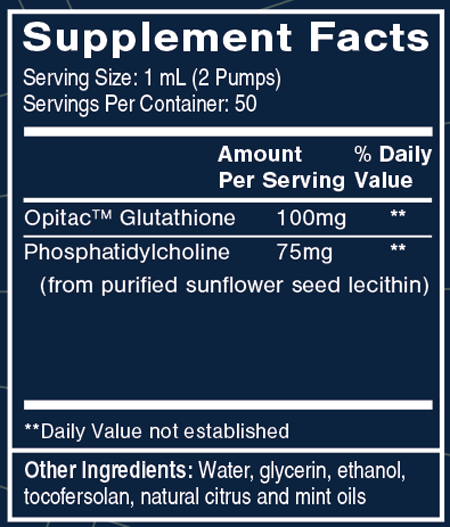 Liposomal Glutathione 1.7 fl oz Supplement Facts