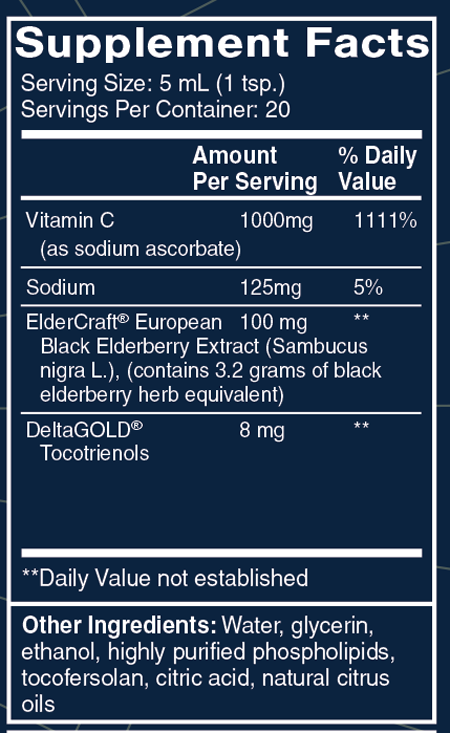 Vitamin C + Elderberry 3.38 fl oz Supplement Facts