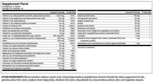 TG3 Multi 60 Tablets Supplement Facts