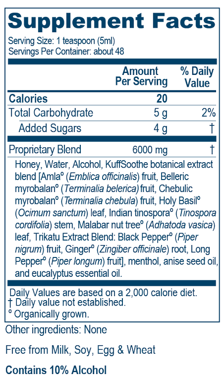 KuffSoothe 8 fl oz Supplement Facts