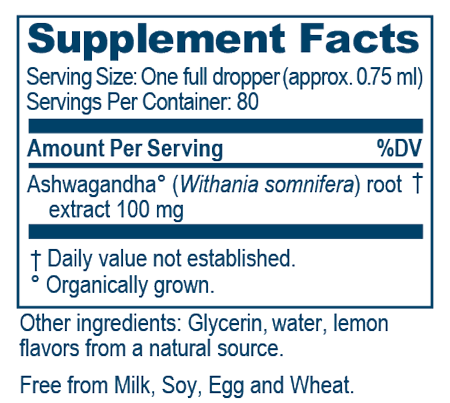 Adult Ashwagandha Drops 2 fl oz Supplement Facts
