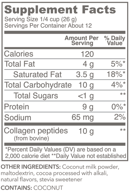 Collagen Creamer Mocha 12 Servings Supplement Facts