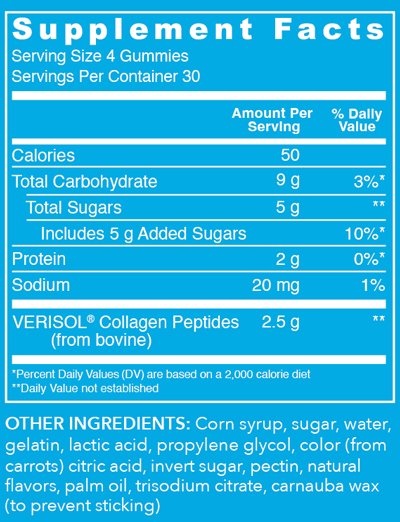 Collagen Gummies Grape 120 Gummies Supplement Facts