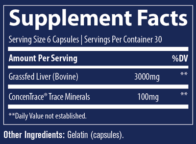 Beef Liver 500 mg 180 Capsules Supplement Facts
