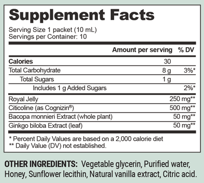 Liposomal Brain Health 10 Packets Supplement Facts