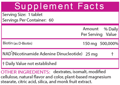 Myetin 60 Chewable Tablets Supplement Facts
