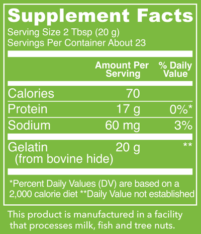 Beef Gelatin 23 Servings Supplement Facts