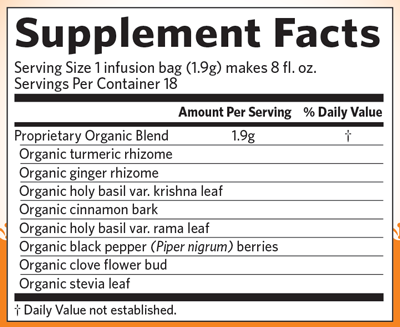 Tulsi Turmeric Ginger 18 Bags Supplement Facts