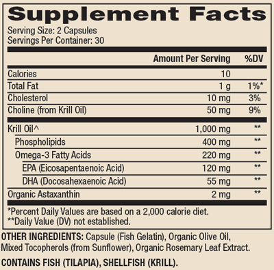 Krill Oil 60 Capsules Supplement Facts