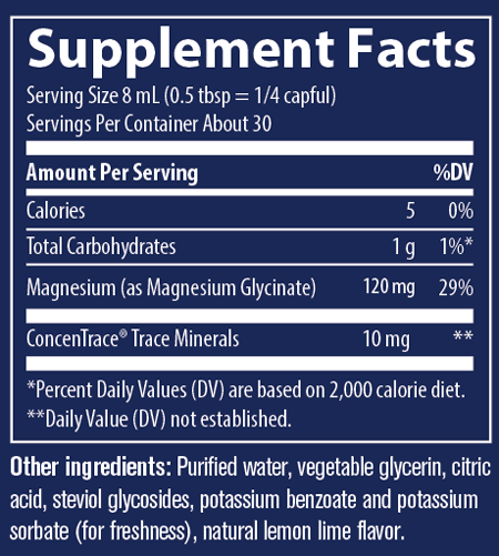 Liquid Magnesium Glycinate 8 fl oz Supplement Facts