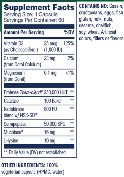 Enzyme Defense Pro 60 Capsules Supplement Facts