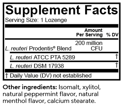 BioGaia Prodentis 30 Lozenges Supplement Facts