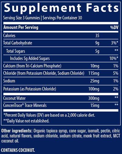 Electrolyte Stamina Gummies Lemon Lime 90 Gummies Supplement Facts