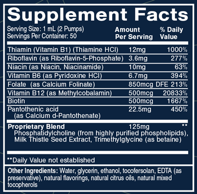 Methyl B Complex + Lemon Rasp 1.7 fl oz Supplement Facts
