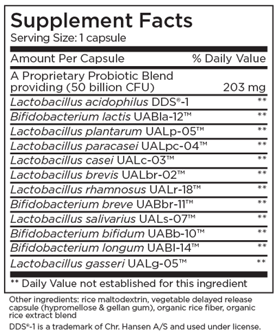 BioMaintenance Probiotic 60 Capsules Supplement Facts