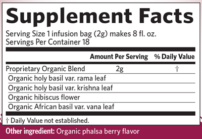Tulsi Hibiscus 18 Bags Supplement Facts