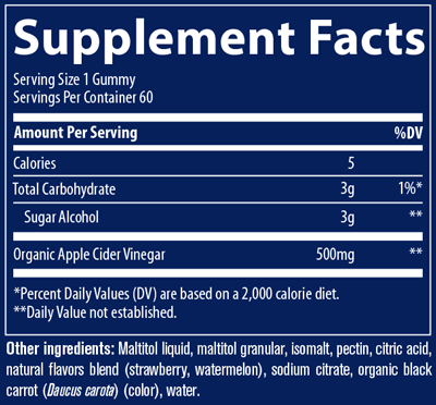 Apple Cider Vinegar Gummies 60 Gummies Supplement Facts