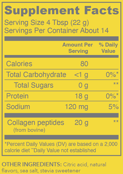 Collagen Peptides Lemon 14 Servings Supplement Facts